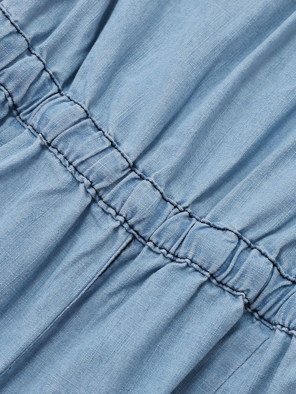 Light Blue 1950s Denim Button Lapel Romper - Image 6