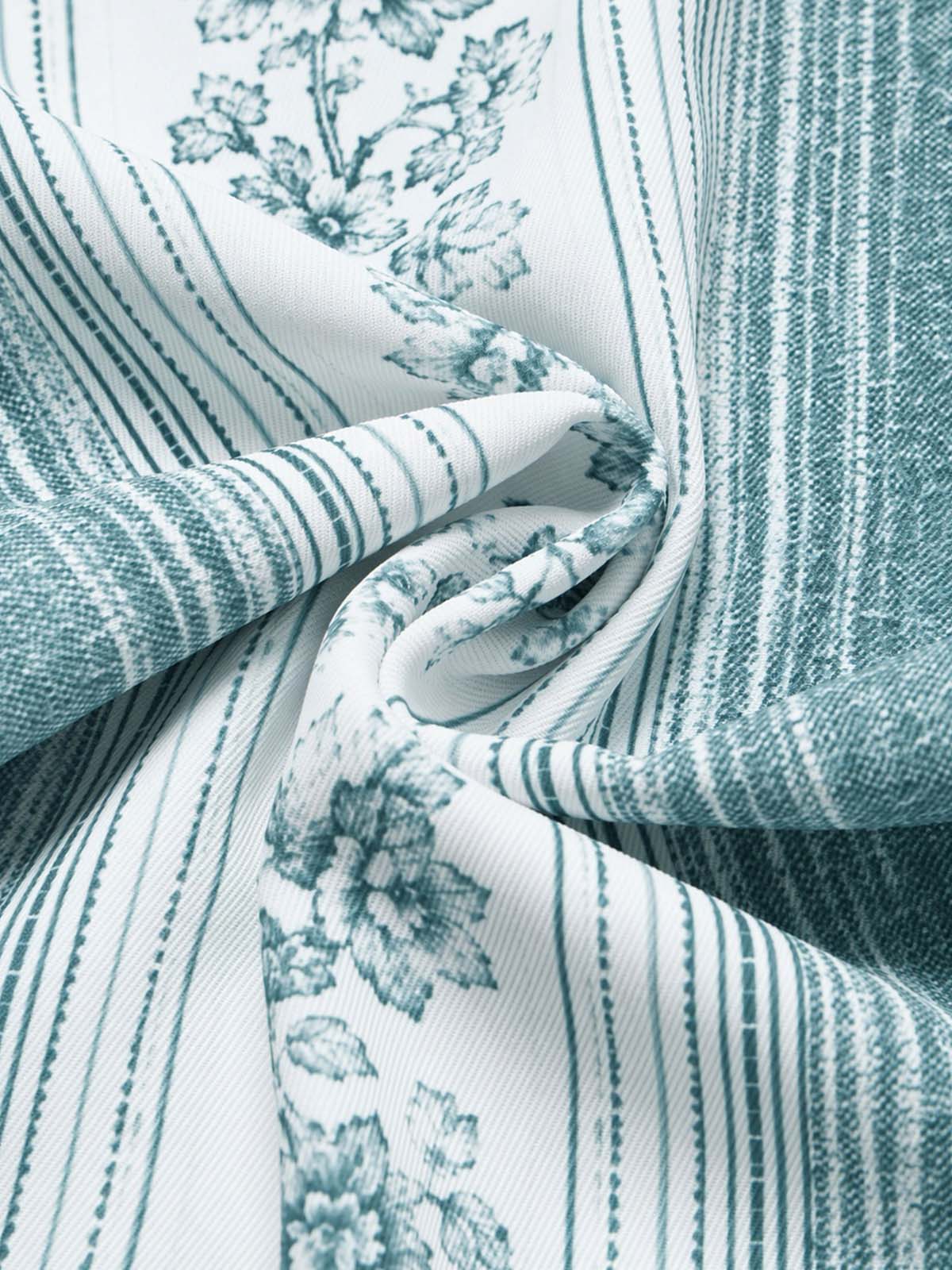 [Pre-Sale] Light Blue 1970s Floral Button Belted Wide Leg Jumpsuit - Image 7