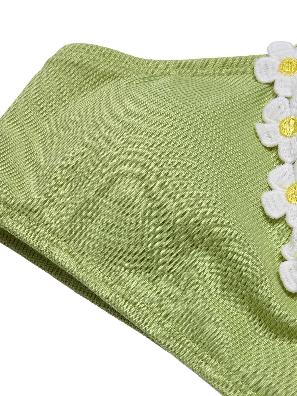 Light Green 1960s Halter Knit Daisy Swimsuit - Image 8