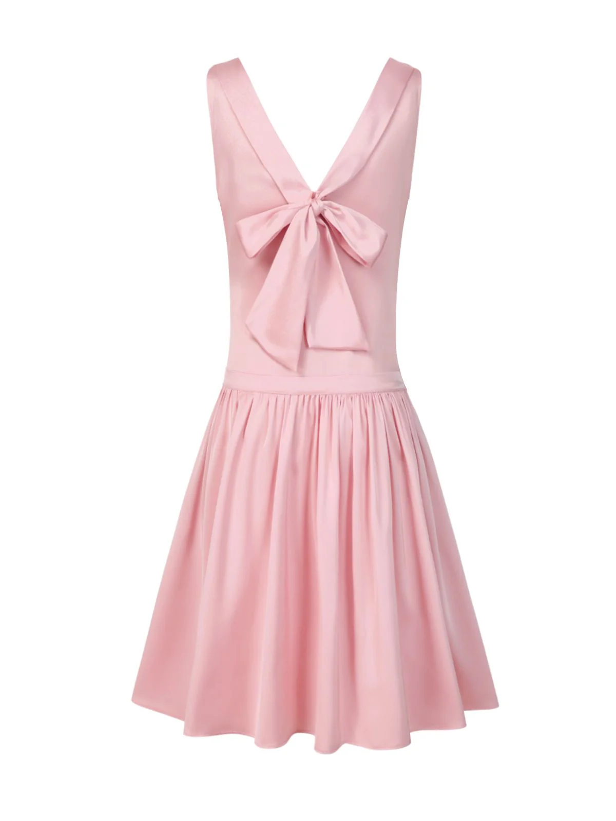 Light Pink 1920s Satin Square Neck Back Bow Dress - Image 6