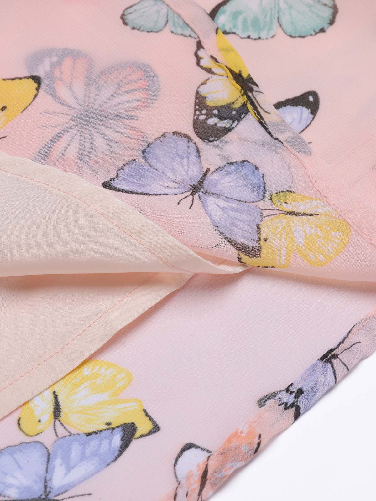 Light Pink Butterfly Strap Lace-up Vintage Dress - Image 6