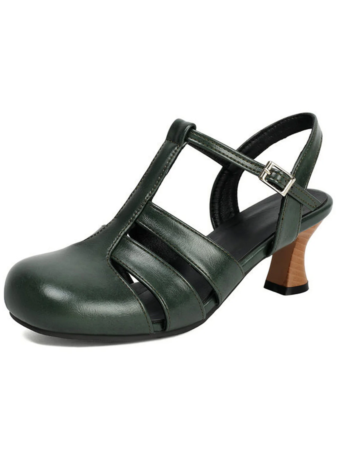 Mary Jane Cutout Ankle T-Strap Chunky Heels - Image 13