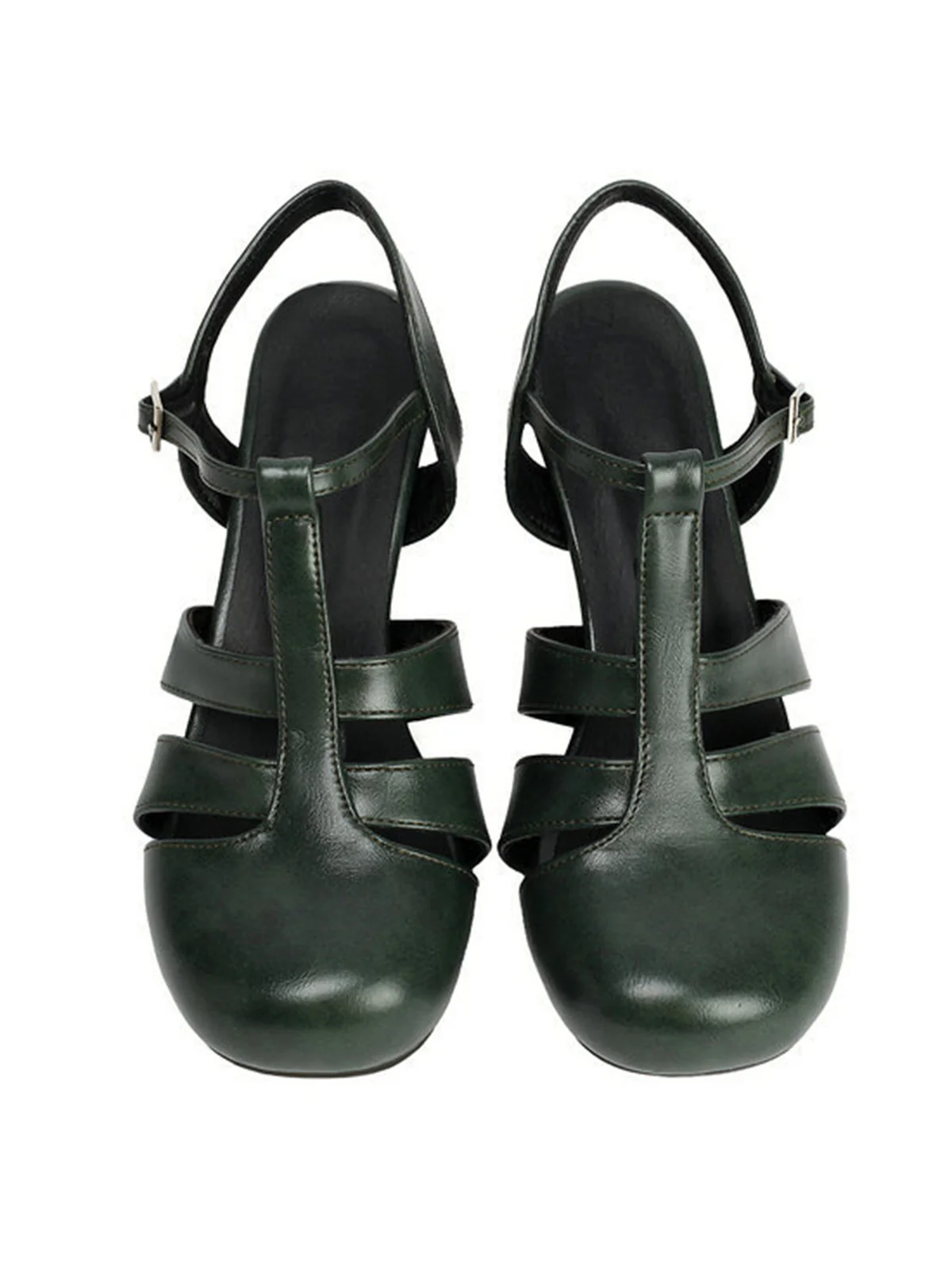 Mary Jane Cutout Ankle T-Strap Chunky Heels - Image 14