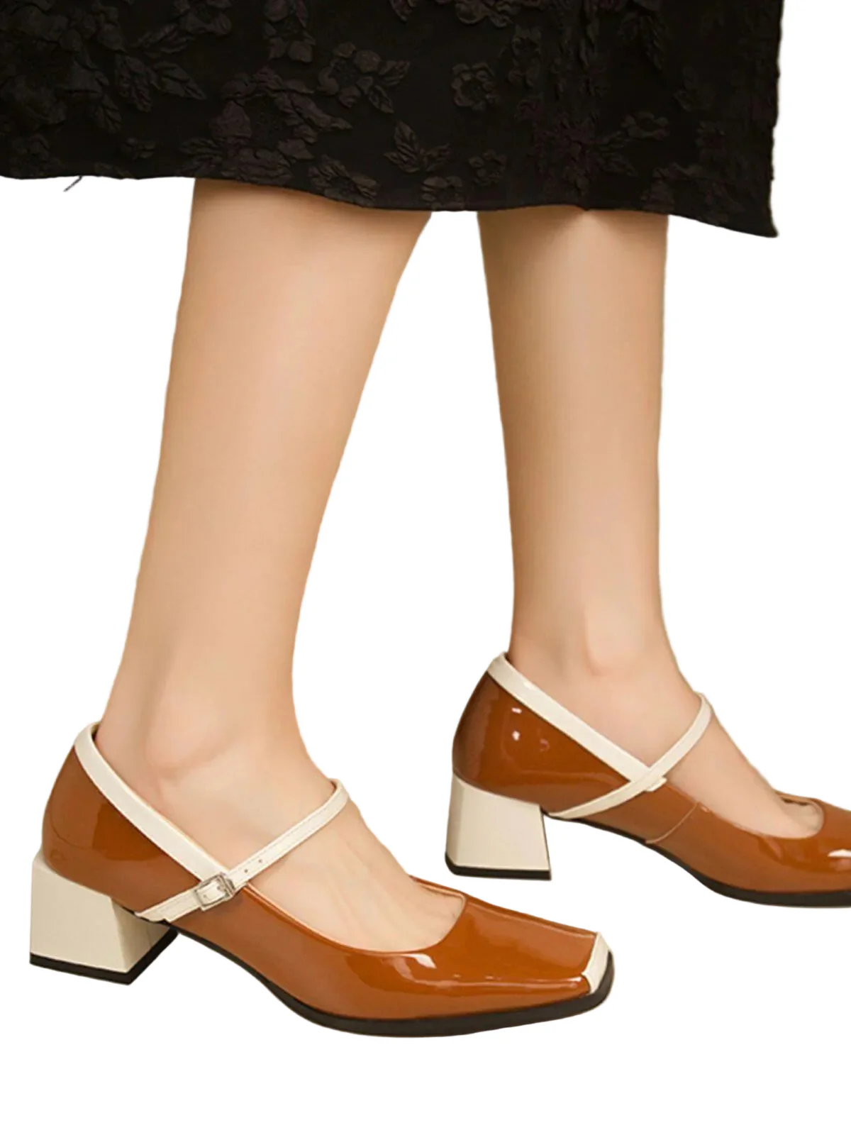 Mary Jane Patent Leather Chunky Heel Shoes