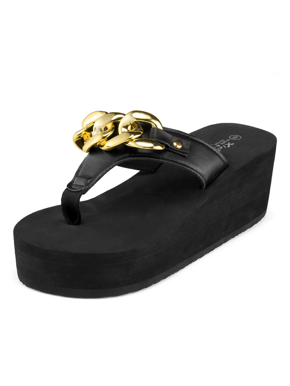 Metal Chain Wedge Flip Flop Slippers - Image 2