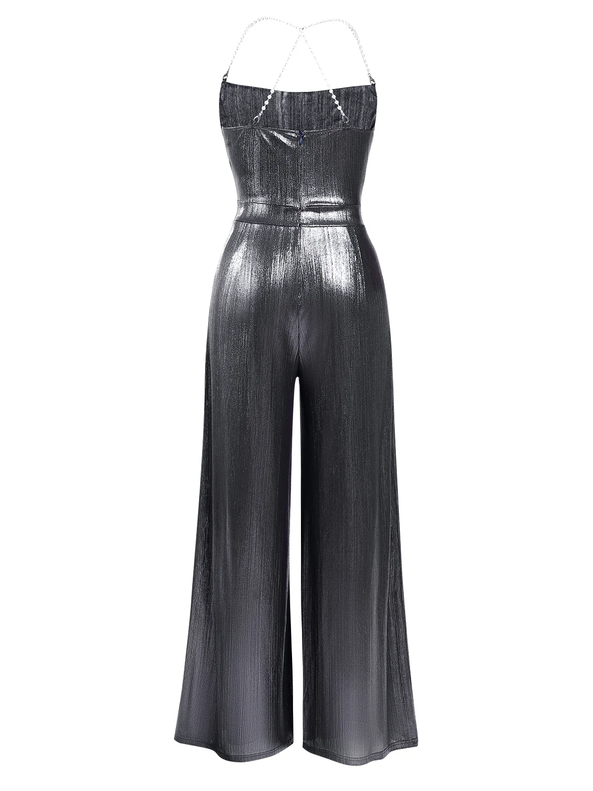 Metallic Gold 1980s Cowl Neck Spaghetti Strap Jumpsuit - Image 10