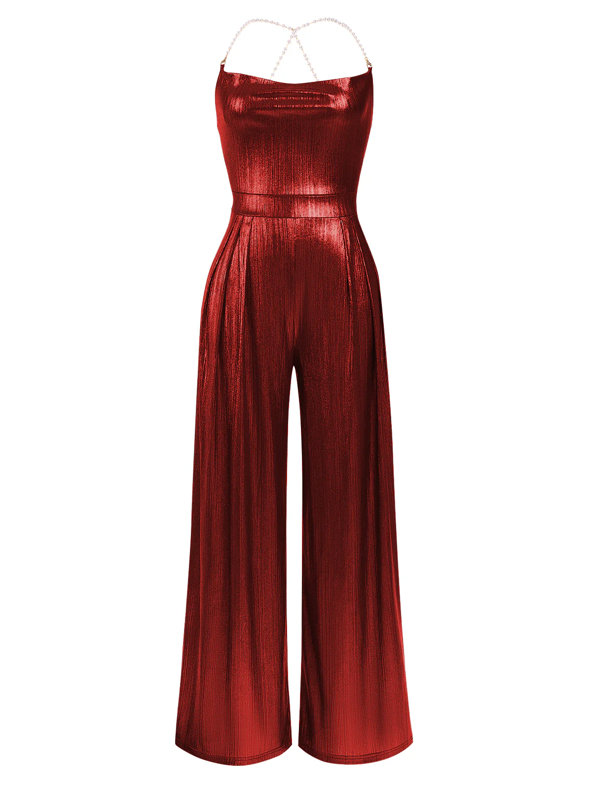 Metallic Gold 1980s Cowl Neck Spaghetti Strap Jumpsuit - Image 12