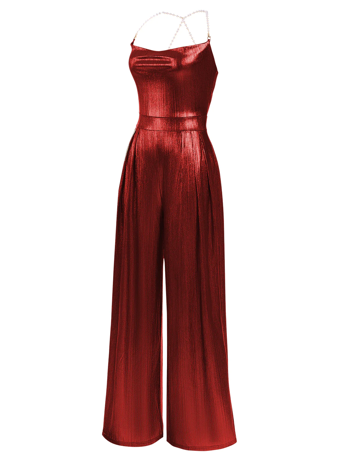 Metallic Gold 1980s Cowl Neck Spaghetti Strap Jumpsuit - Image 13