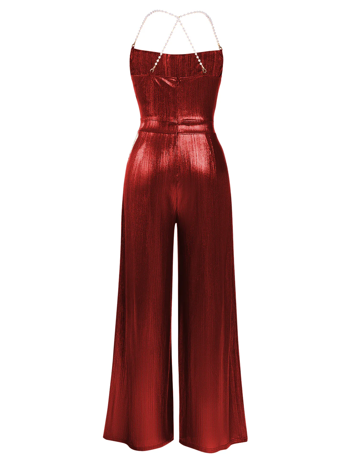 Metallic Gold 1980s Cowl Neck Spaghetti Strap Jumpsuit - Image 14