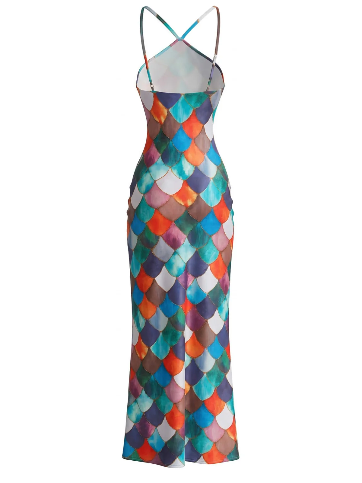 Multicolor 1930s Mermaid Scale Slip Dress - Image 4