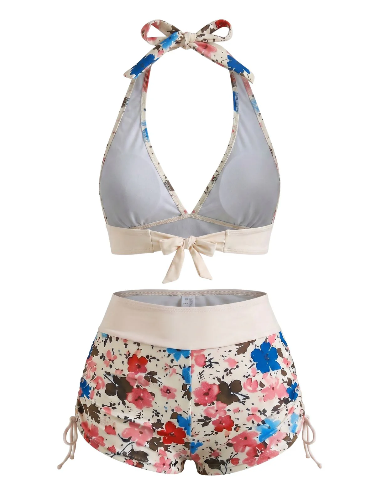1950s Halter Wildflower High-Waisted Boyshort Bikini Set - Image 5