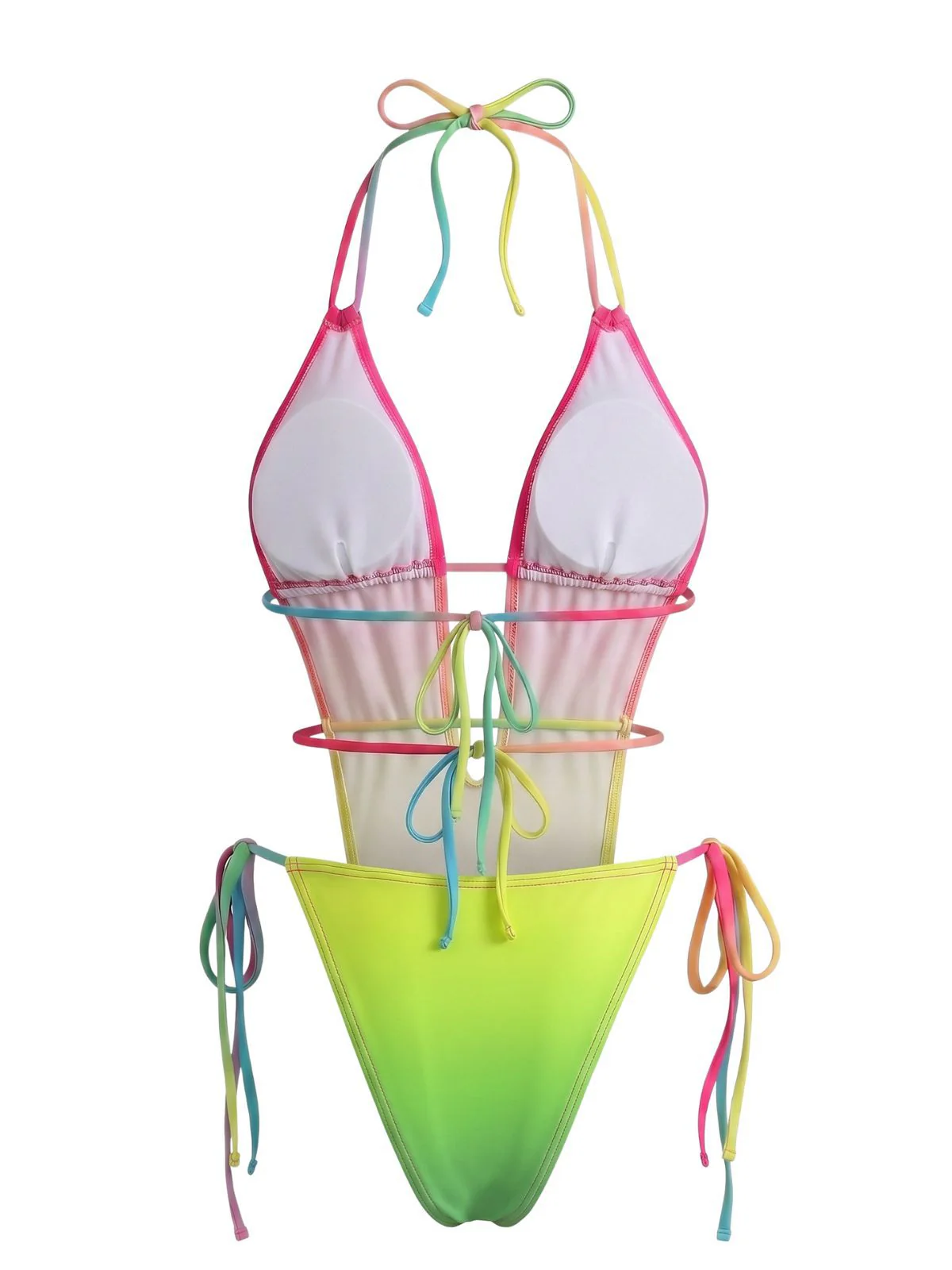 [Pre-Sale] Multicolor 1950s Ruched Gradient Beach One-Piece Swimsuit - Image 3