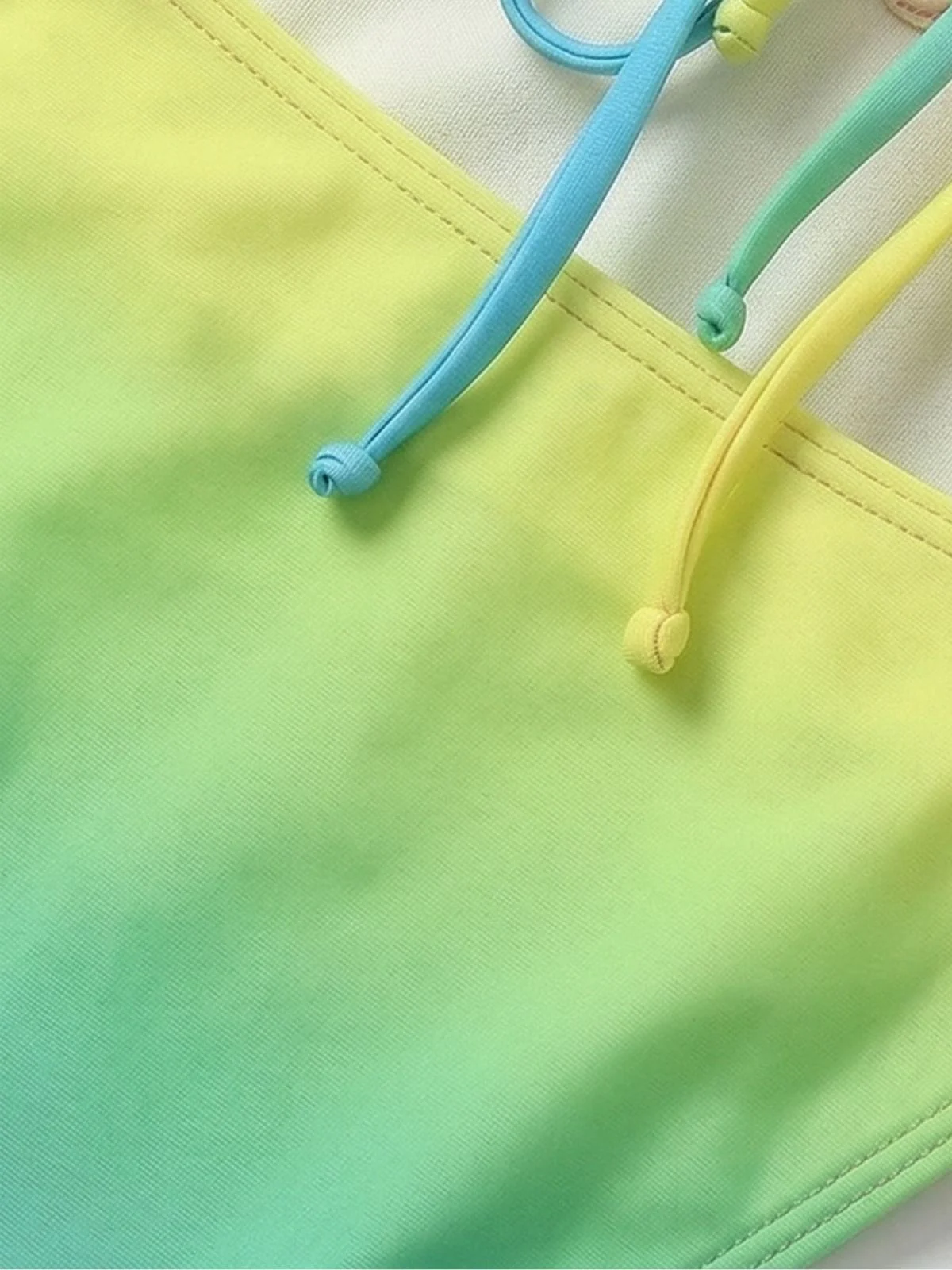 [Pre-Sale] Multicolor 1950s Ruched Gradient Beach One-Piece Swimsuit - Image 4