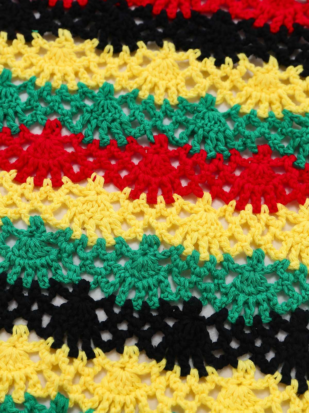 Multicolor 1960s Crochet Halter Colorblock One-Piece Swimsuit - Image 4