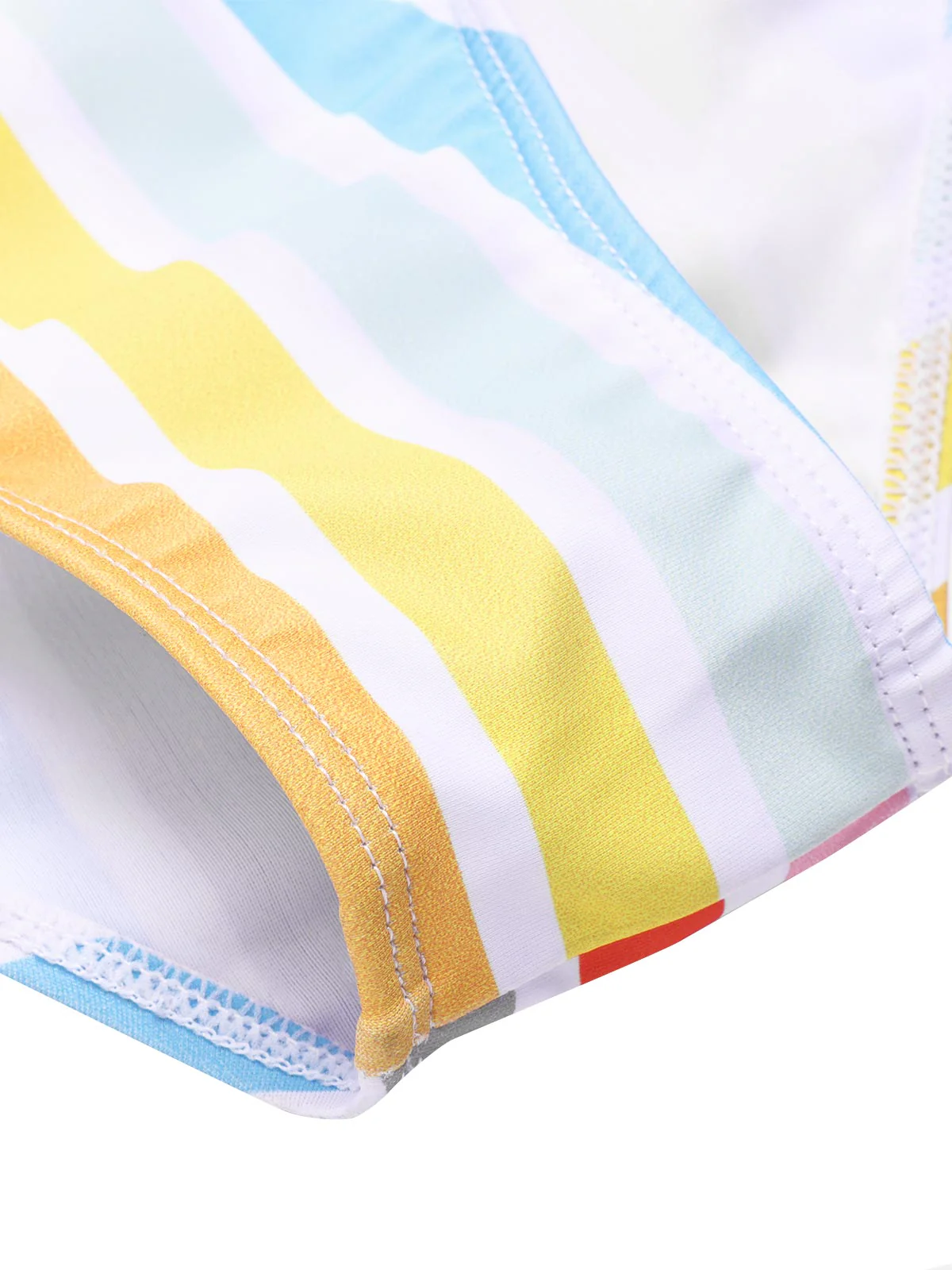 Multicolor 1960s Rainbow Stripe Halter Swimsuit - Image 5