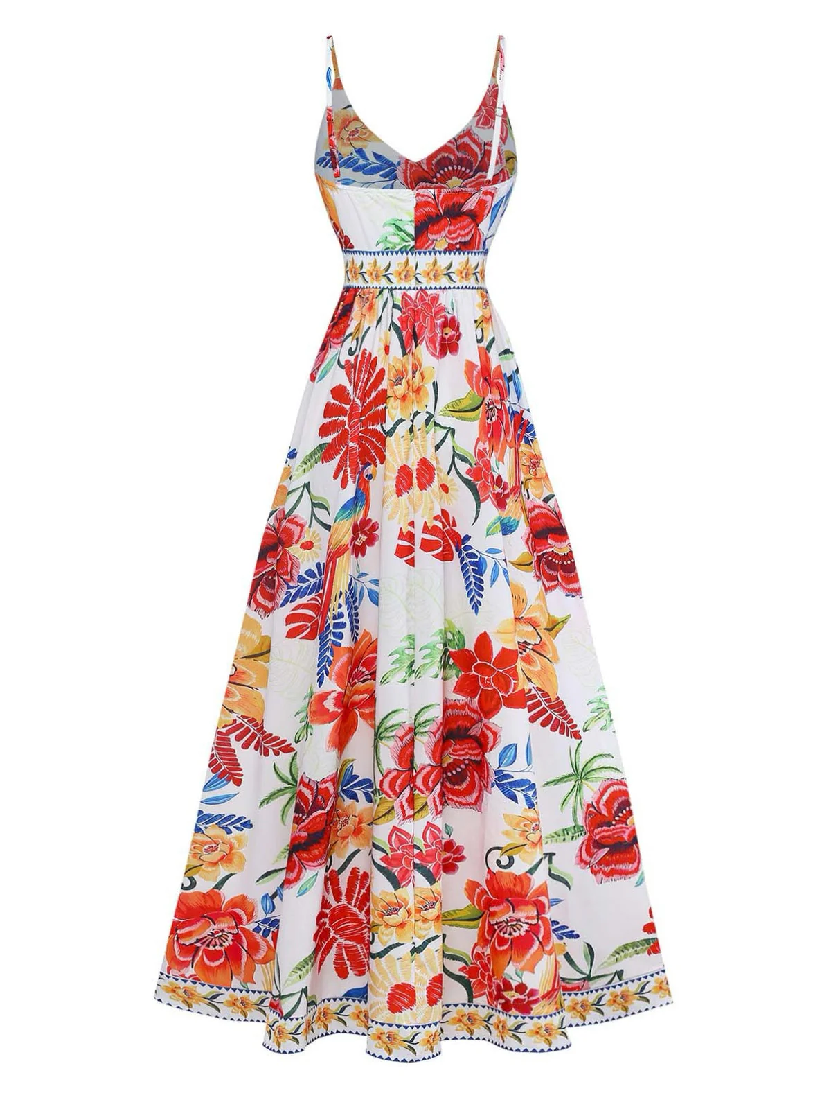 Multicolor 1970s V-Neck Floral Sleeveless Maxi Dress - Image 3