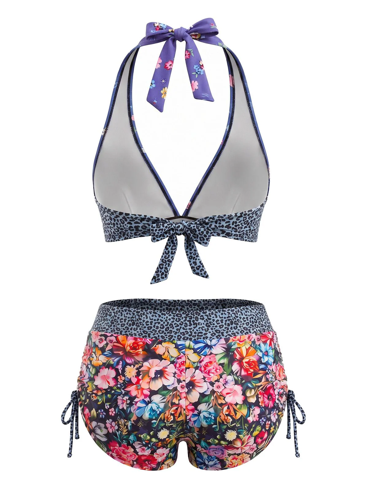 Multicolor 1980s Sugar Skull Halter Gothic Bikini Set - Image 5