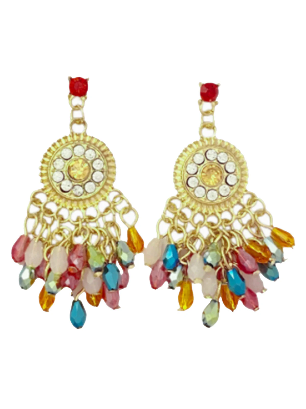 Multicolor Bohemian Teardrop Engraved Earrings