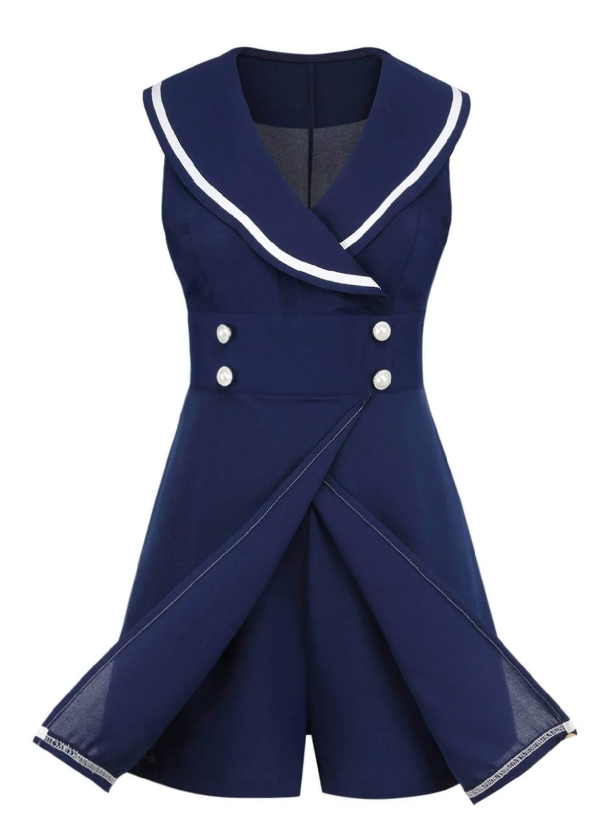 [Pre-Sale] Navy Blue 1950s Sailor Collar Romper - Image 2