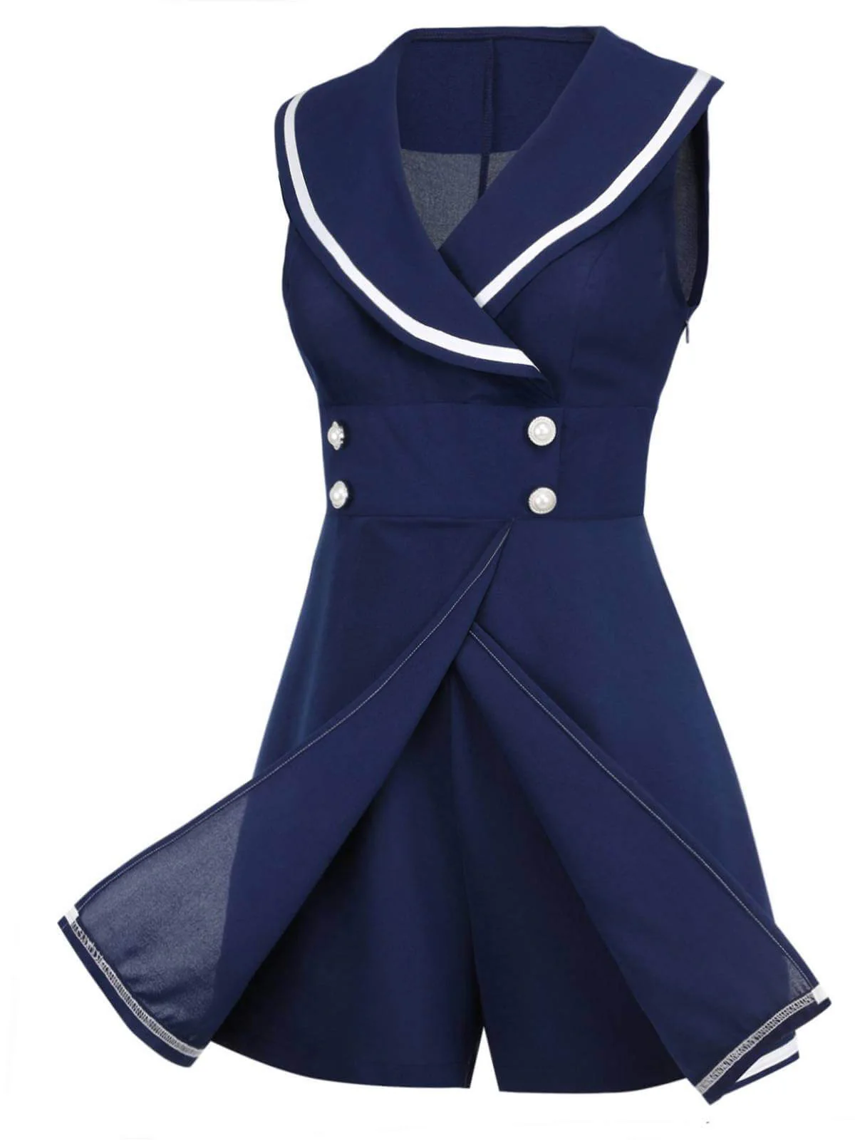 [Pre-Sale] Navy Blue 1950s Sailor Collar Romper - Image 4