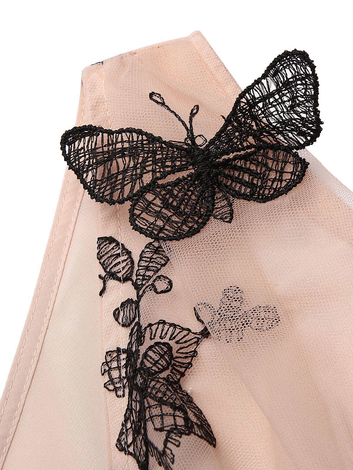 Nude 1950s Lace Butterfly Swing Vintage Dress - Image 6