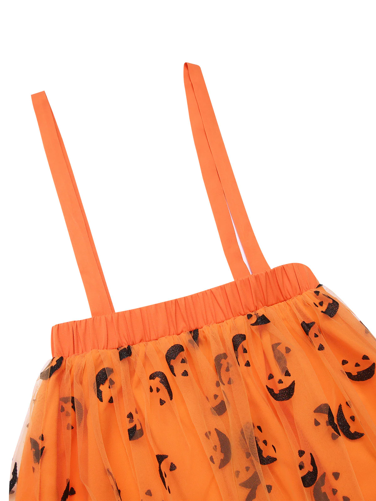 Orange 1940s Halloween Smiley Face Mesh Suspender Skirt - Image 6