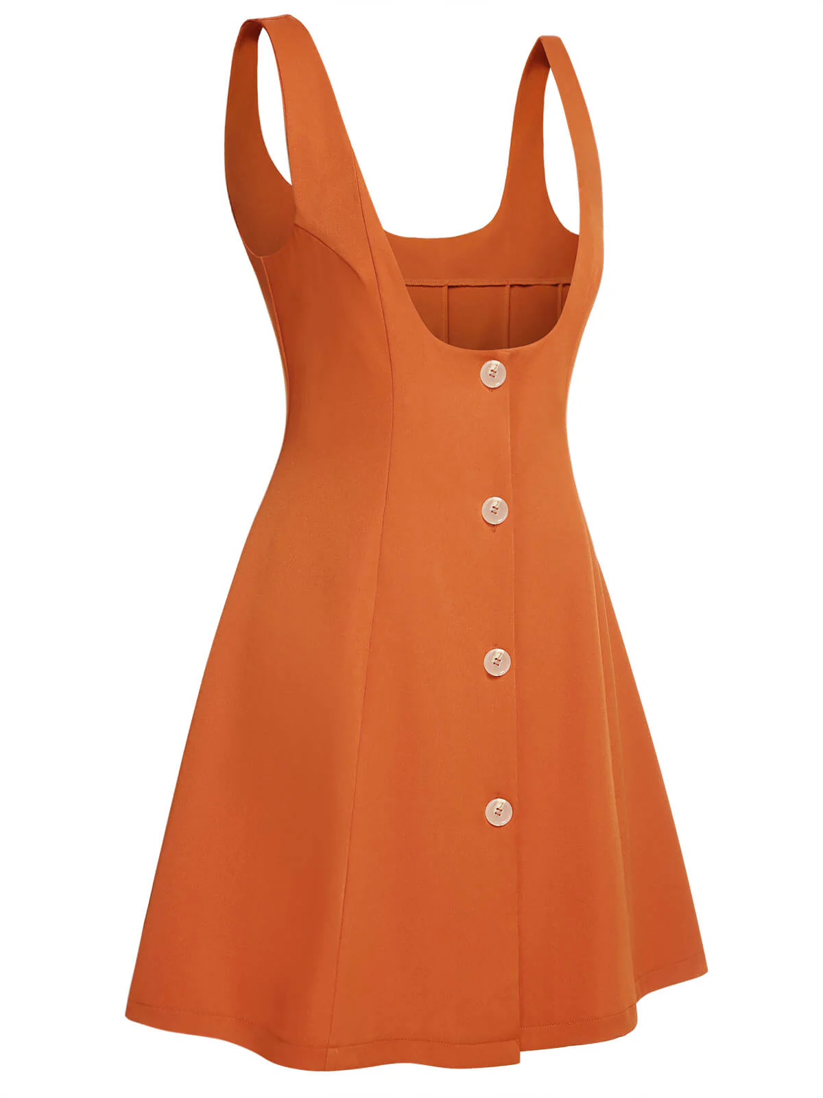 Orange 1960s Button A-Line Suspender Skirt - Image 3