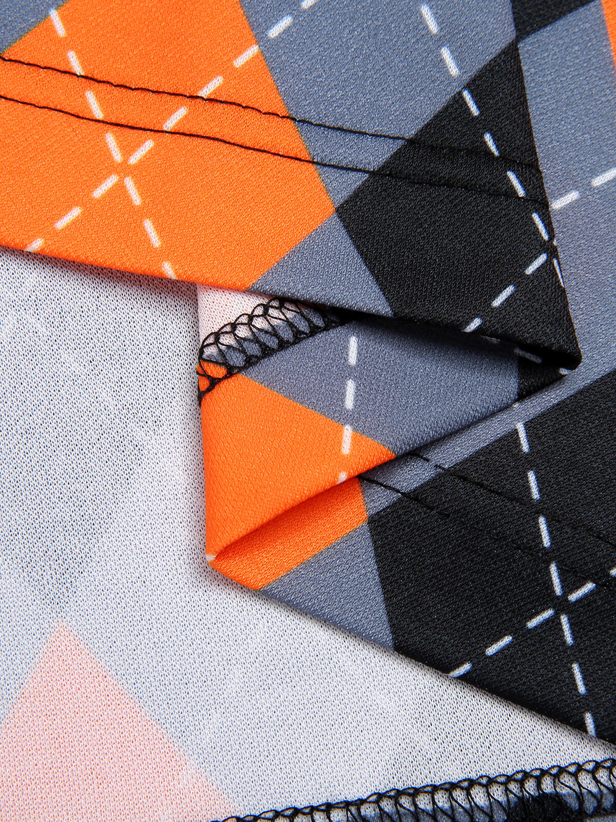 Orange 1960s Color Block Argyle Shift Dress - Image 6