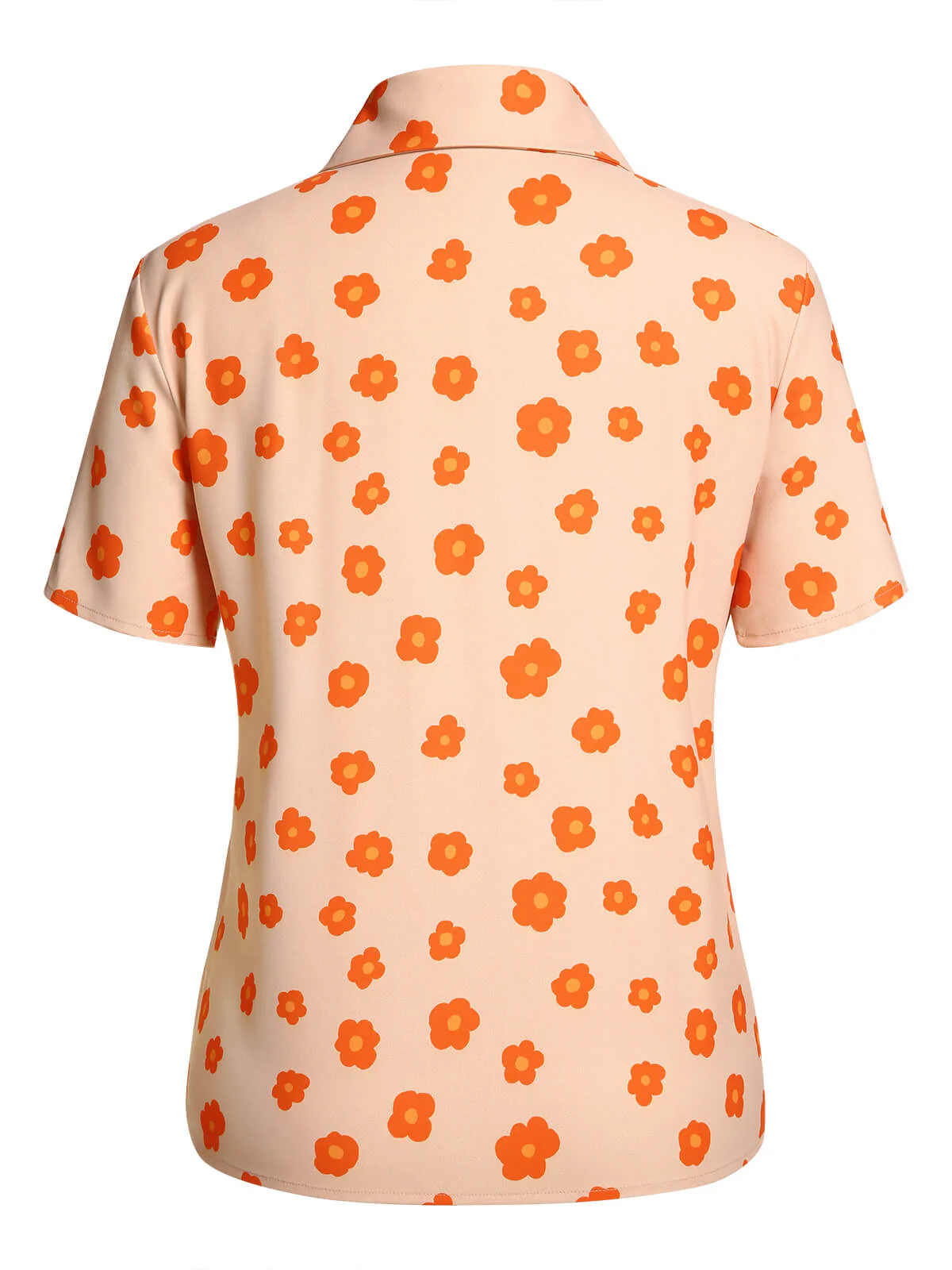 Orange 1960s Floral Short Sleeves Shirt - Image 4