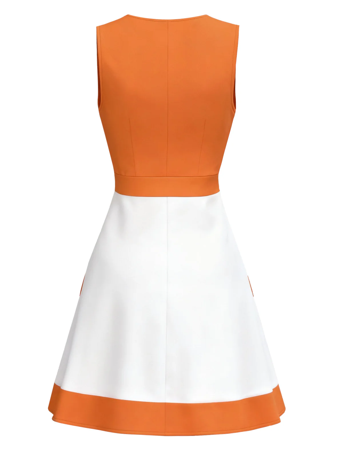 Orange & White 1960s Colorblock Sleeveless Mod Dress - Image 4