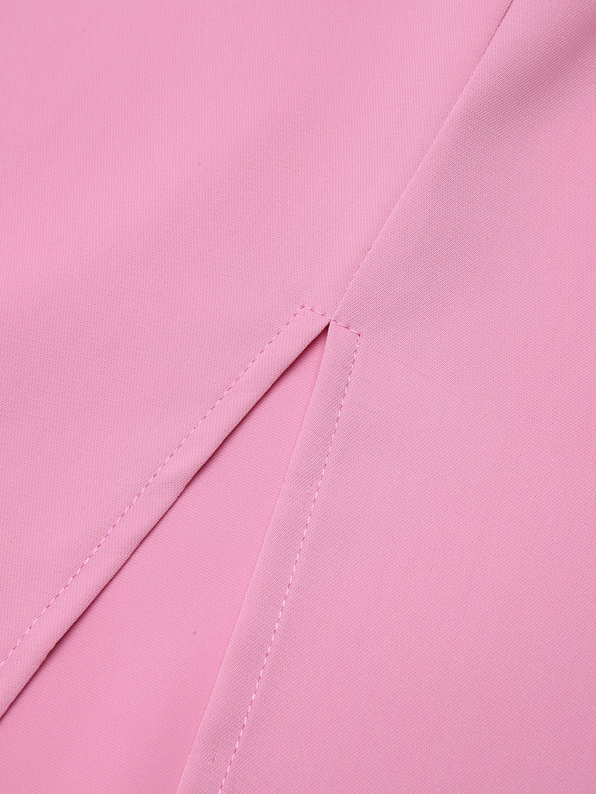 2PCS Pink 1960s Lapel Bowknot Blouse & Solid Spaghetti Strap Dress - Image 7