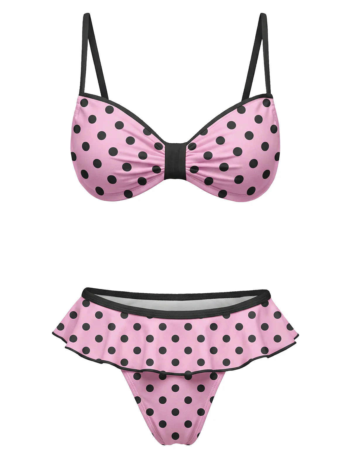 Peach Pink 1940s Polka Dot Swimsuit