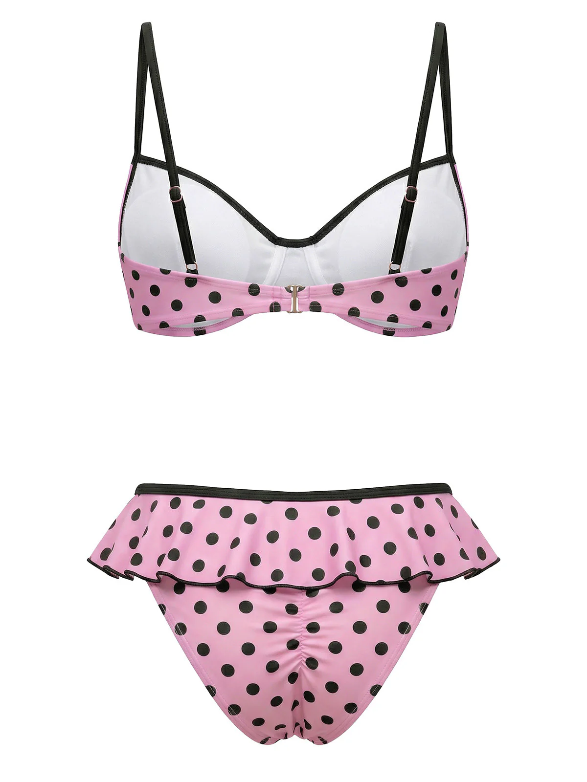Peach Pink 1940s Polka Dot Swimsuit - Image 2
