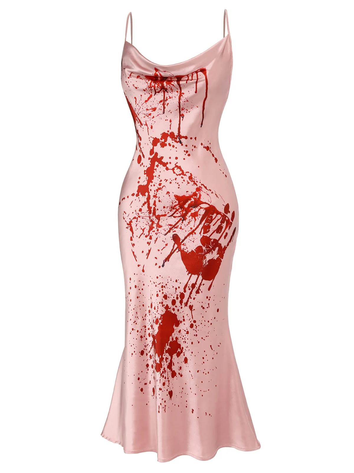 Pink 1930s Halloween Blood Fishtail Dress - Image 2