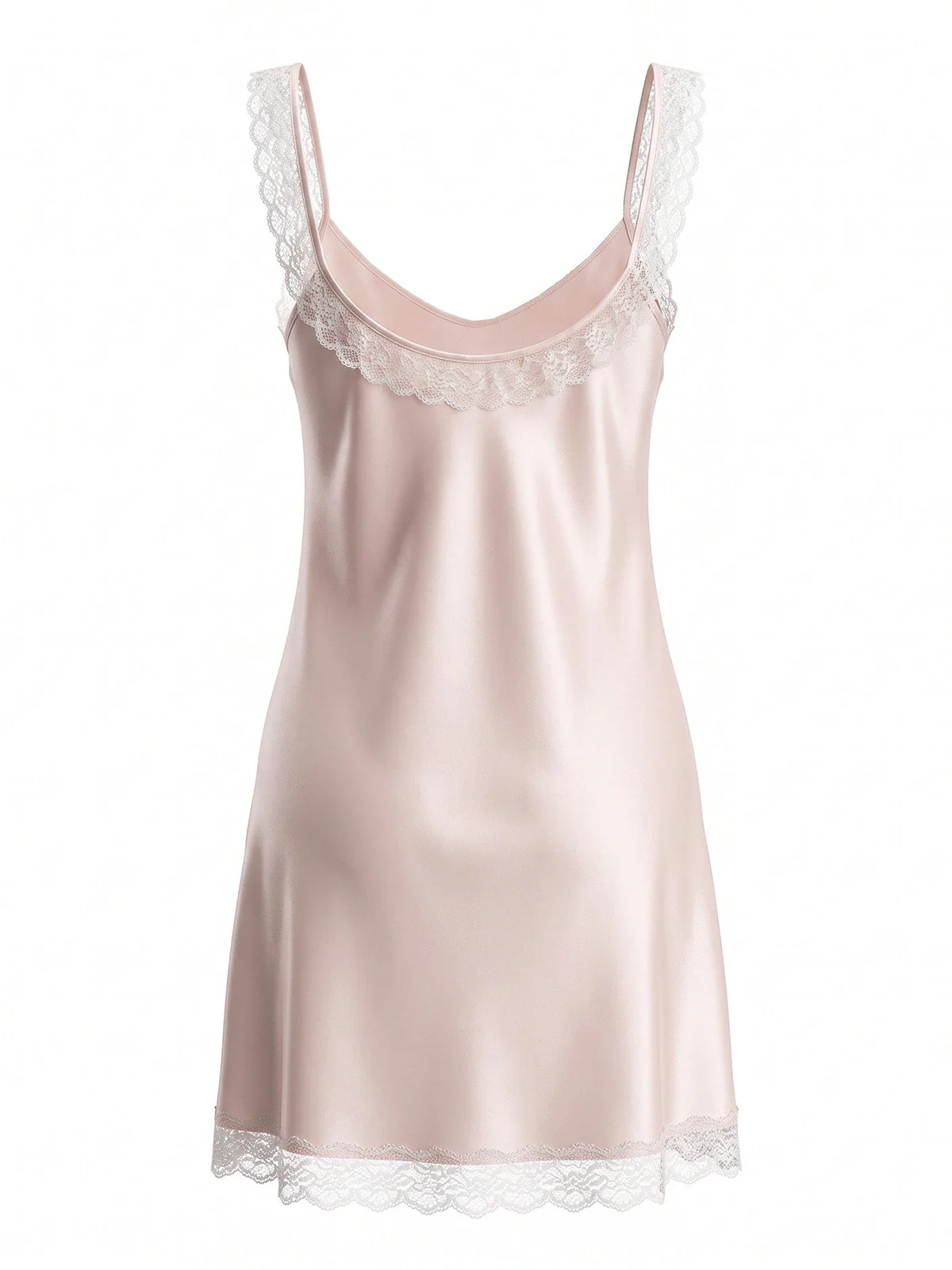 Pink 1930s Satin Lace Keyhole Scoop Neck Nightgown - Image 3