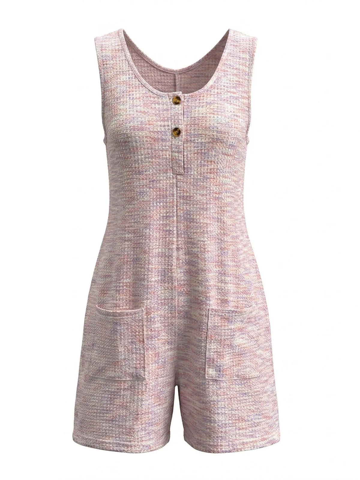 Pink 1930s Tweed Button Front Sleeveless Romper - Image 2