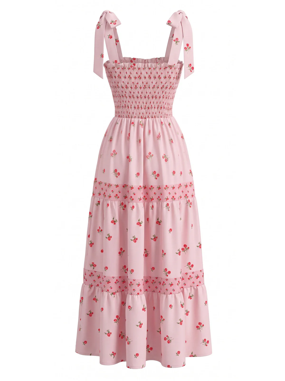 Pink 1940s Ditsy Floral Maxi Dress - Image 3