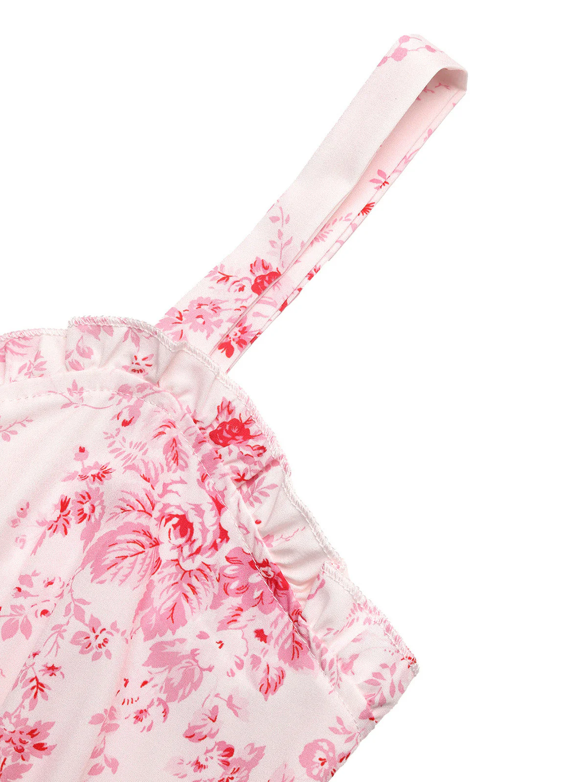 Pink 1940s Floral Ruffle Collar Smocked Dress - Image 4
