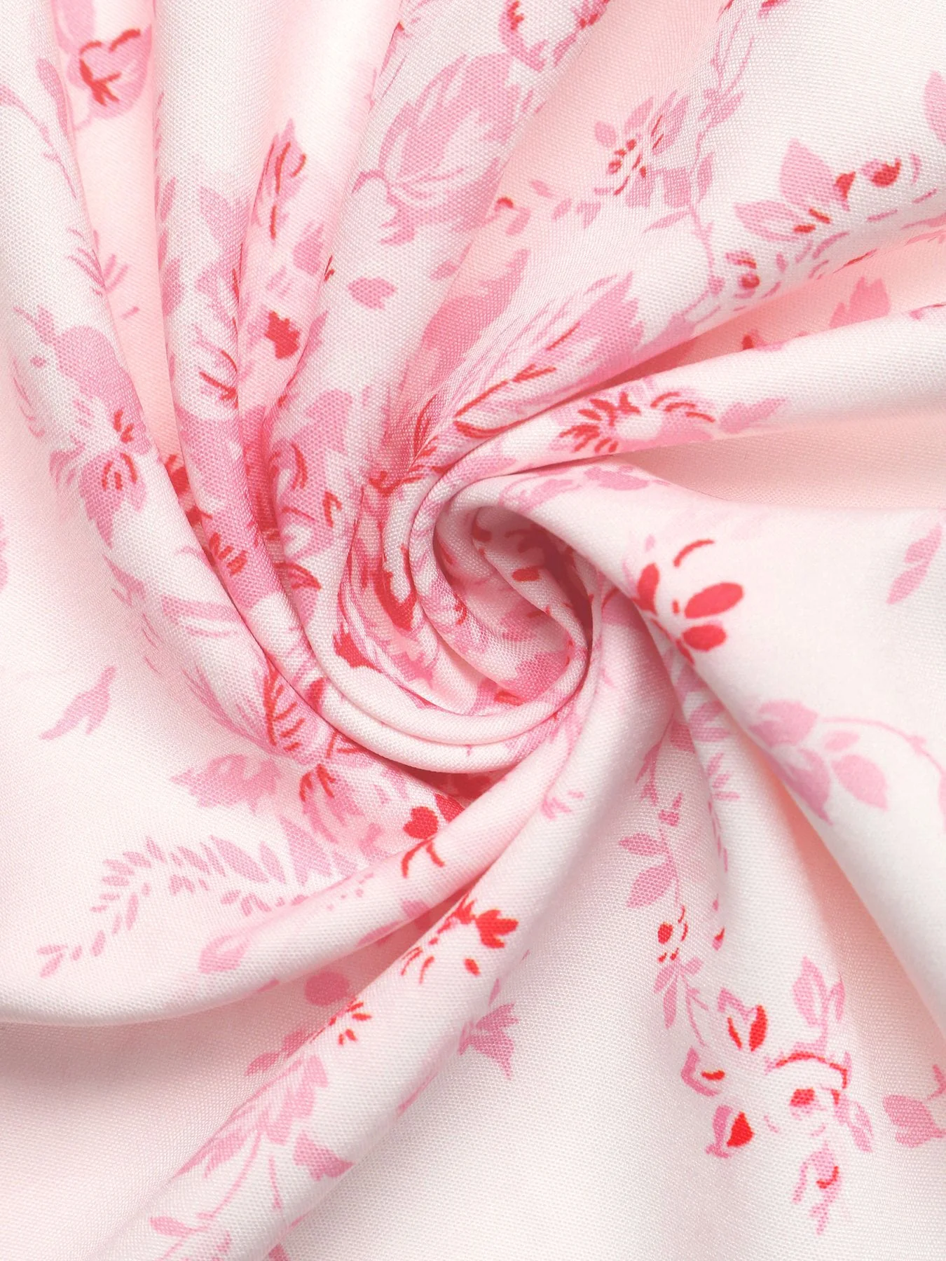 Pink 1940s Floral Ruffle Collar Smocked Dress - Image 6