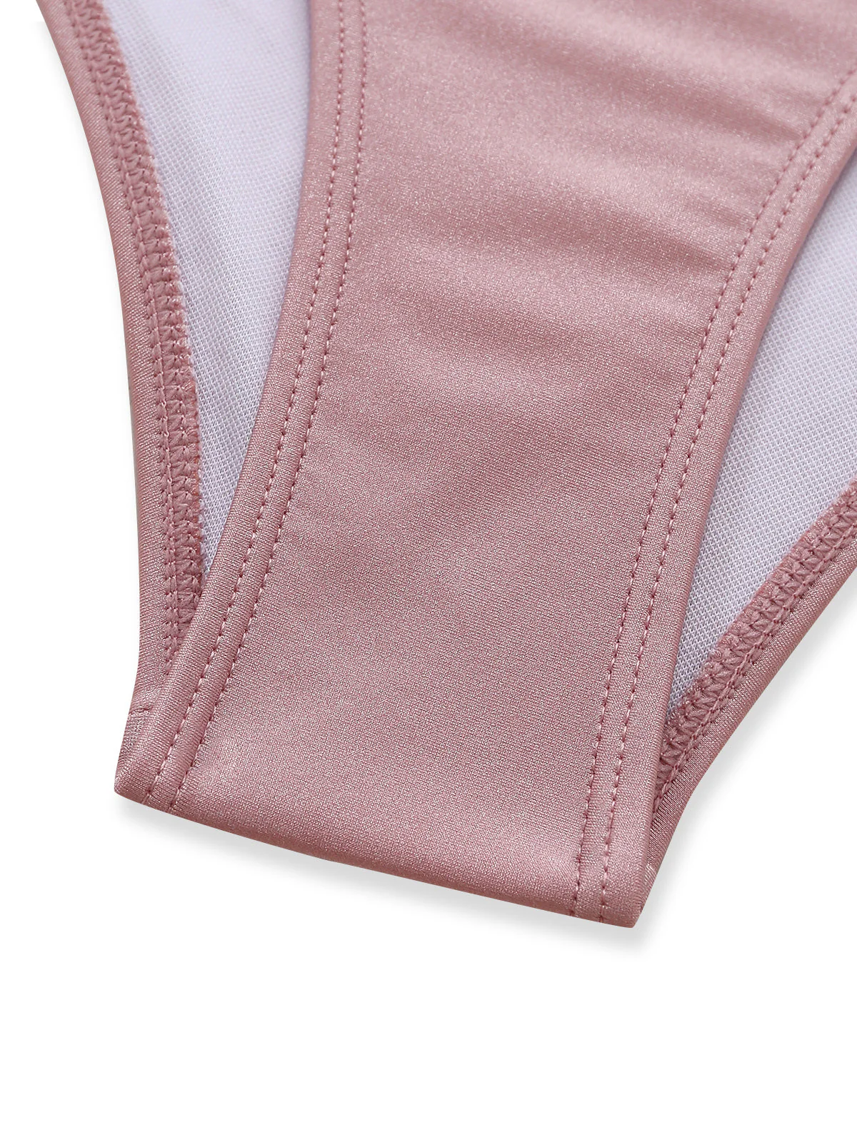 Pink 1940s Halter Metal-Ring Crisscross Tie Swimsuit - Image 6