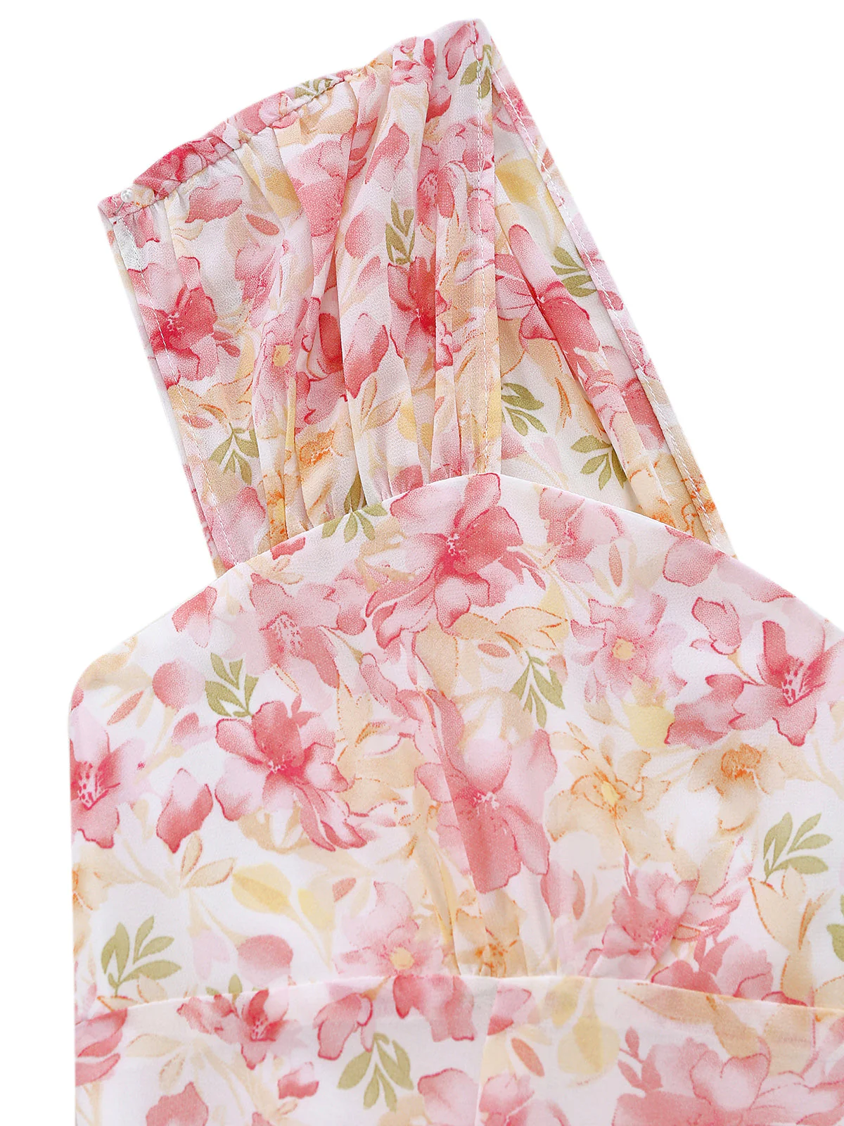 Pink 1950s Floral Sweetheart Neck Bow Dress - Image 8