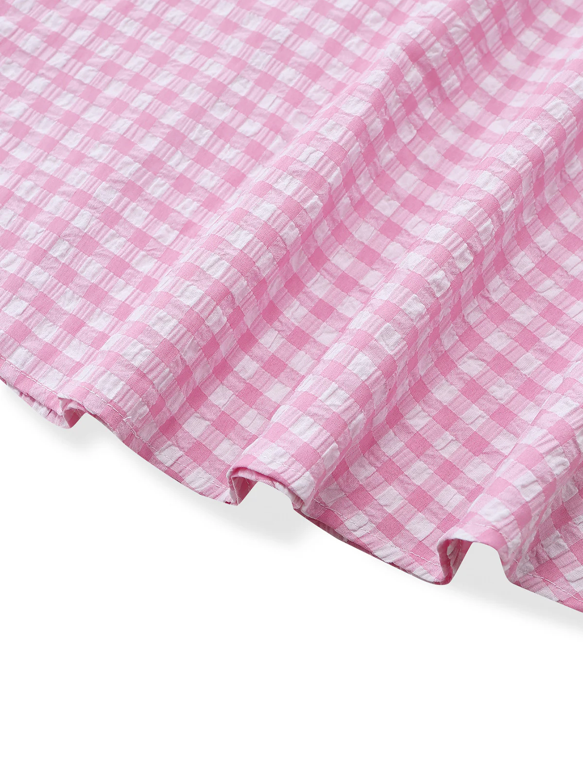 Pink 1950s Gingham Ruffled Lapel Puff Sleeve Dress - Image 6
