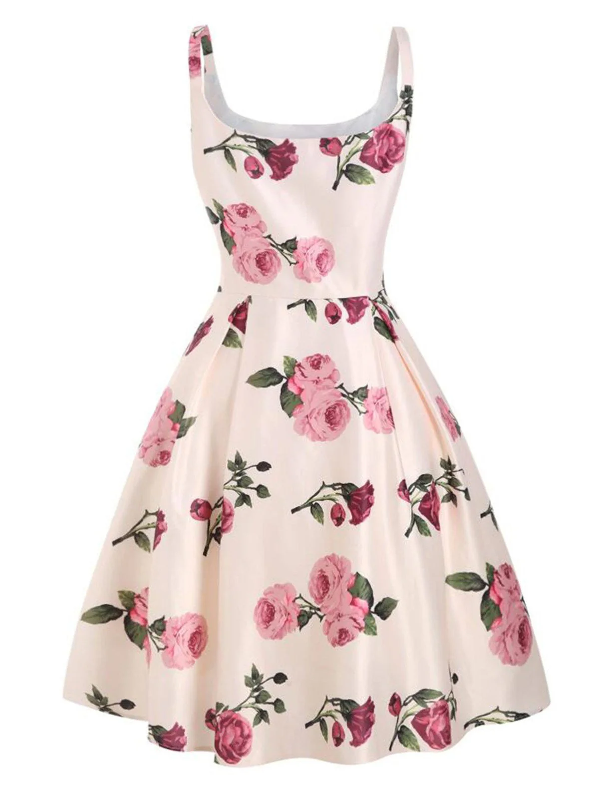Pink 1950s Rose Floral Swing Dress - Image 5