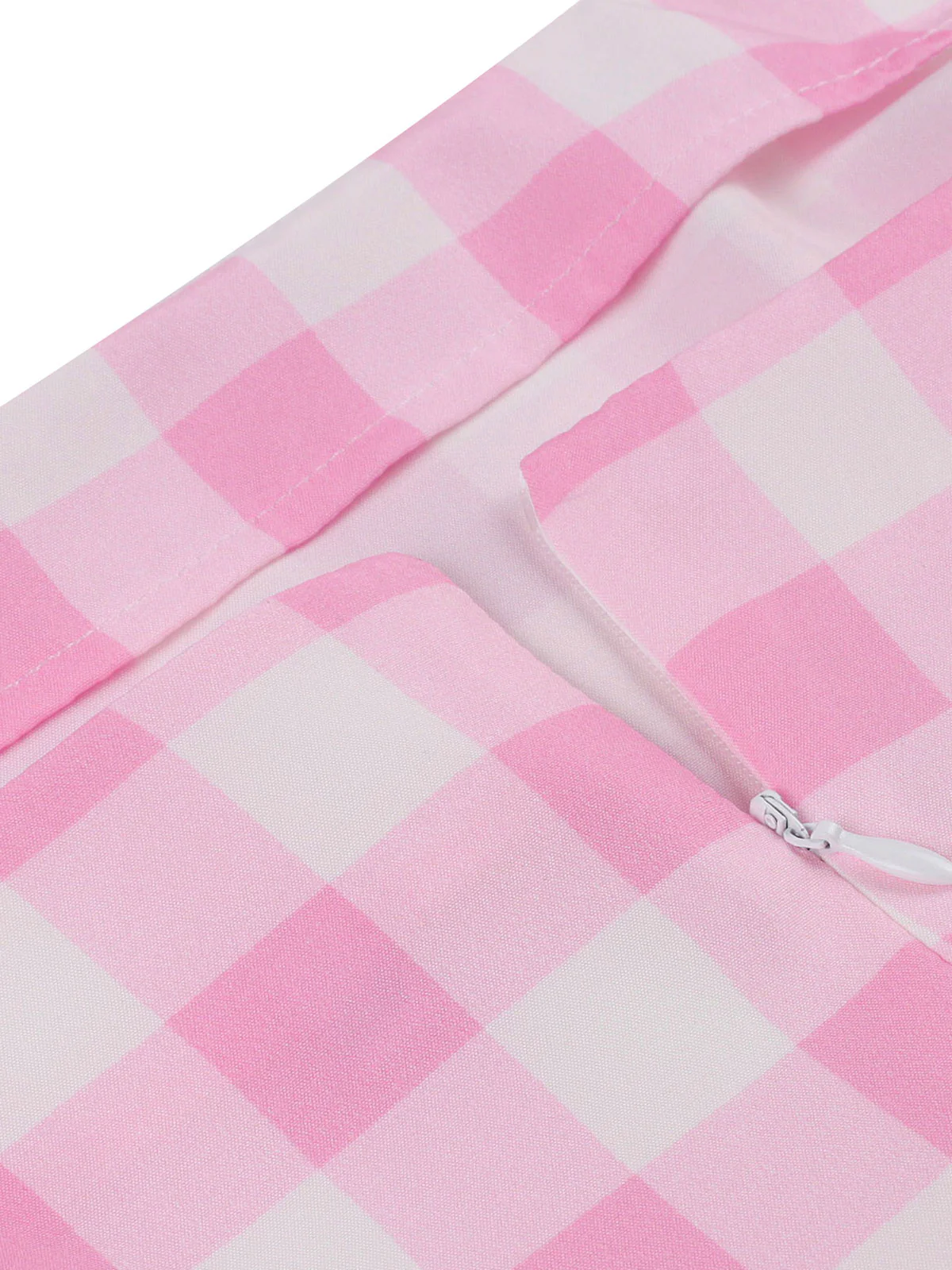 Pink 1950s Spaghetti Strap Plaid Swing Dress - Image 7