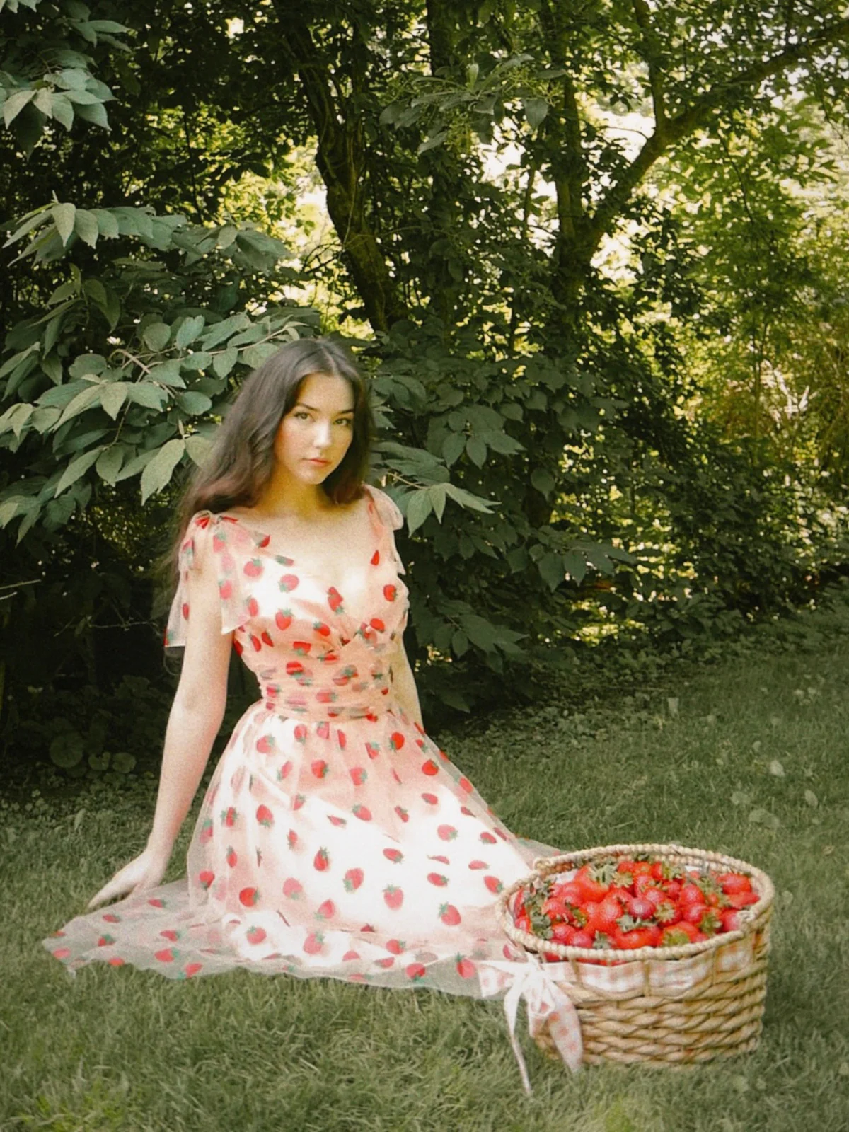 Pink 1950s Strawberry Mesh Swing Dress - Image 4