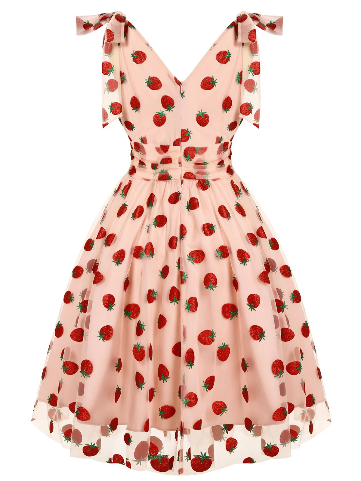 Pink 1950s Strawberry Mesh Swing Dress - Image 7