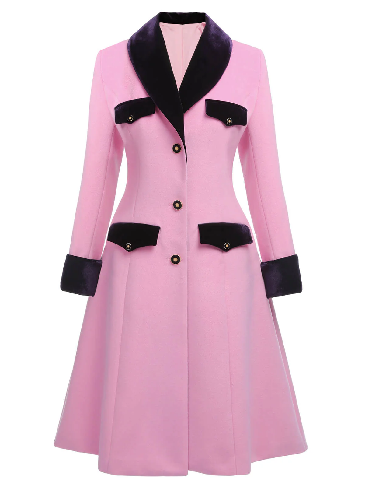 Pink 1930s Velvet Patchwork Button Coat - Image 4