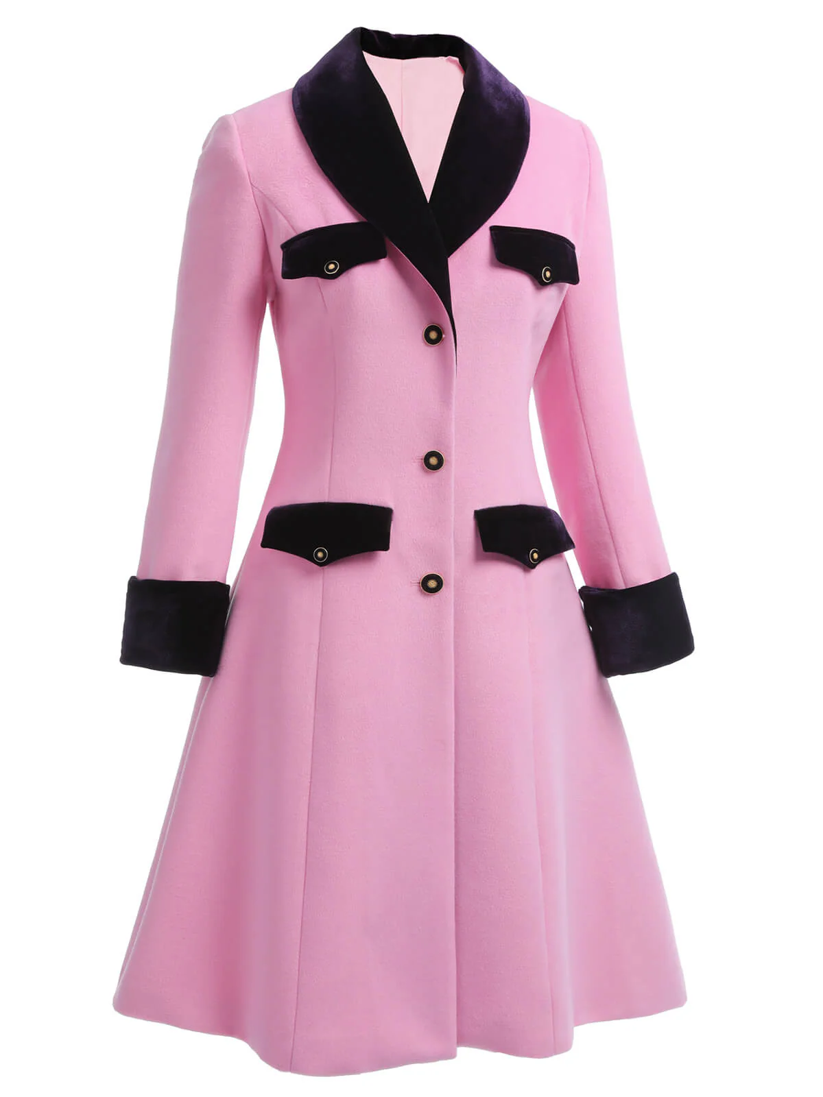 Pink 1930s Velvet Patchwork Button Coat - Image 3