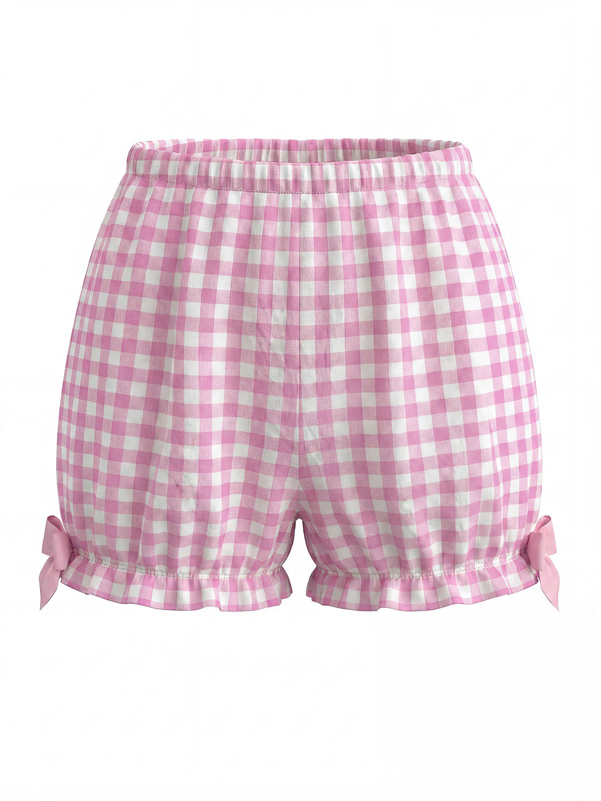 Pink 1960s Bow Gingham Ruffle Pajama Set - Image 5