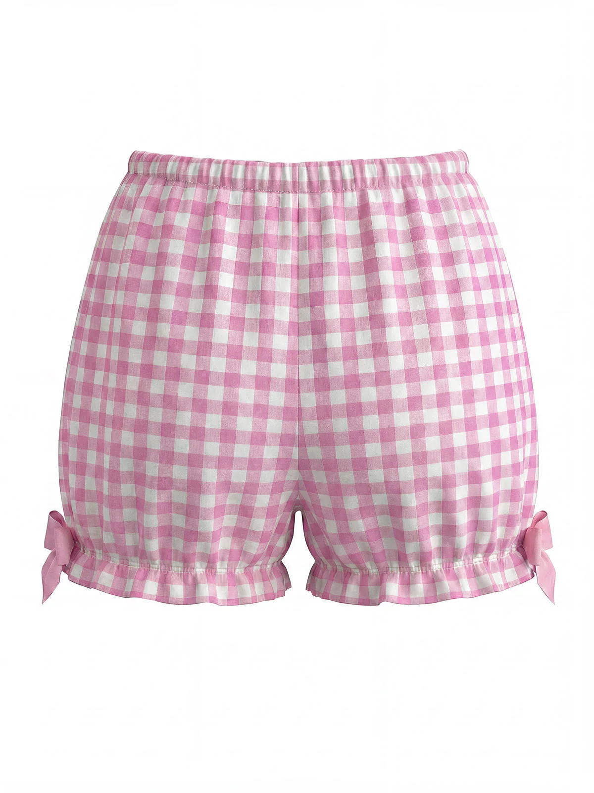 Pink 1960s Bow Gingham Ruffle Pajama Set - Image 6